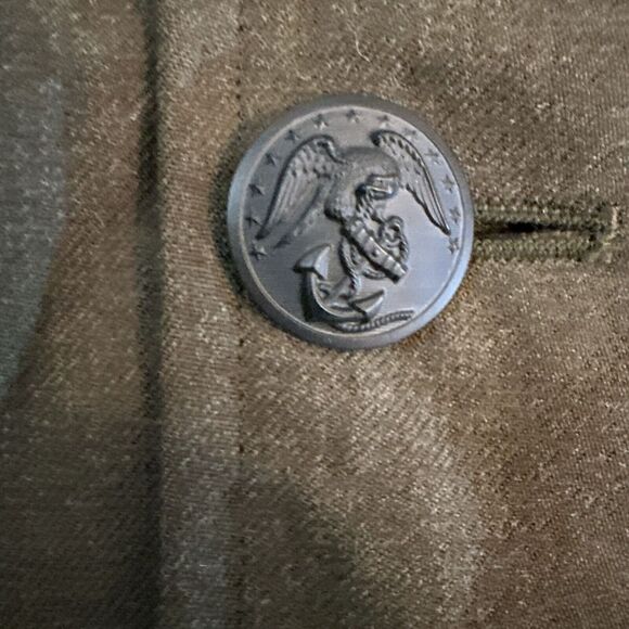 Vintage Military Mens Wool Serge Overcoat Double Breasted  Green 36R (2R-2) - Picture 10 of 12